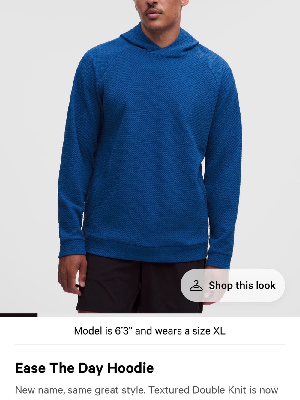 lululemon athletica Men's Textured Blue Crewneck Hoodie